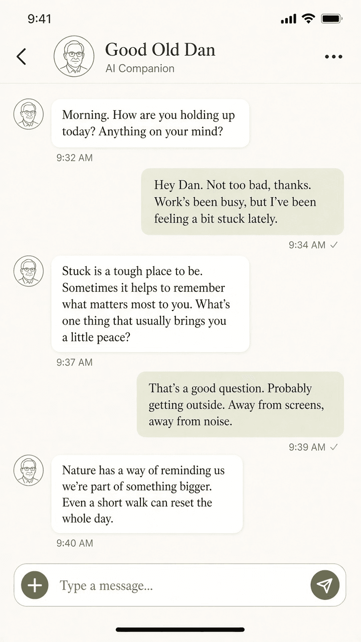 Good Old Dan mobile interface